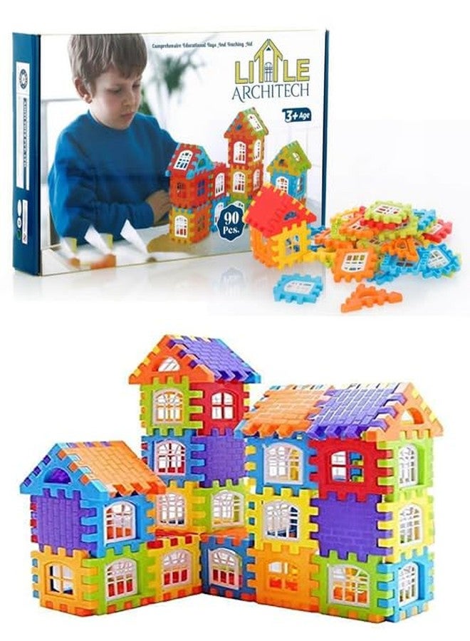 FRATELLI® Building Blocks for Kids - Certified European Saftey Standards (90 Pcs Mega Jumbo Happy Home House Building Blocks with Attractive Windows and Smooth Rounded Edges) - Image 1